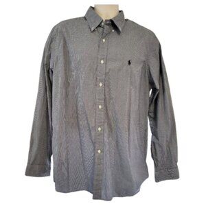RALPH LAUREN Black & White Checkered Button-Down Dress Shirt -Men's XL